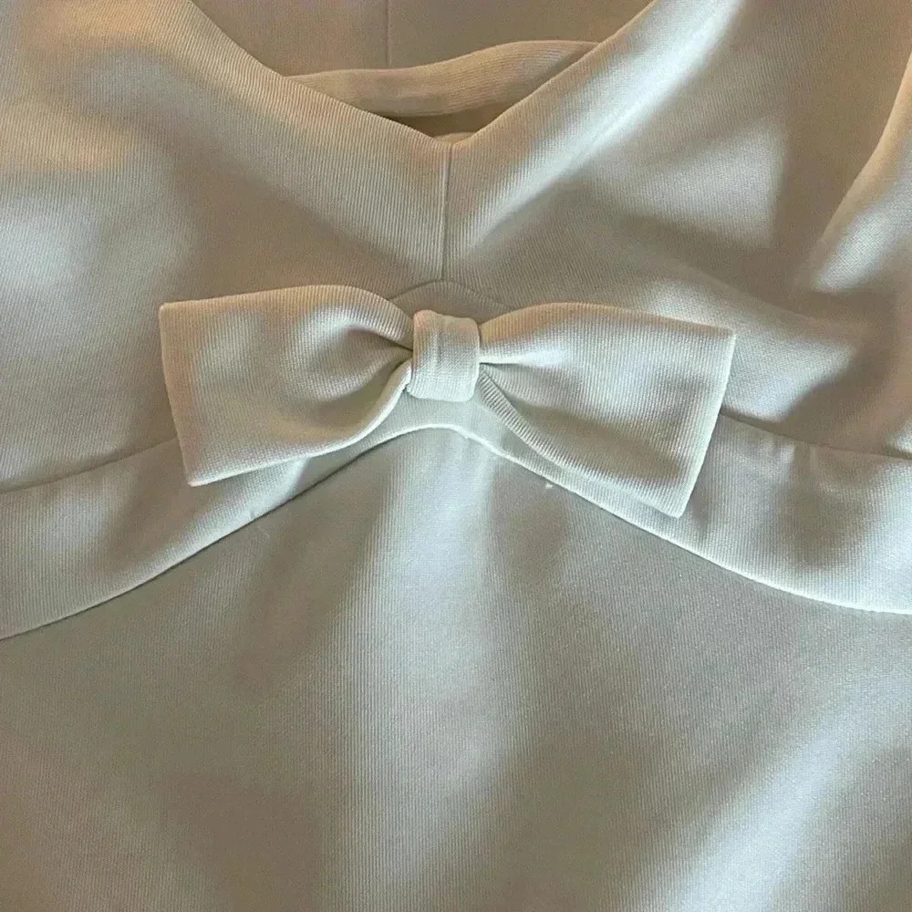 BETSEY JOHNSON OFF White/Ivory  SCUBA BOW DRESS size  12 - Picture 7 of 8